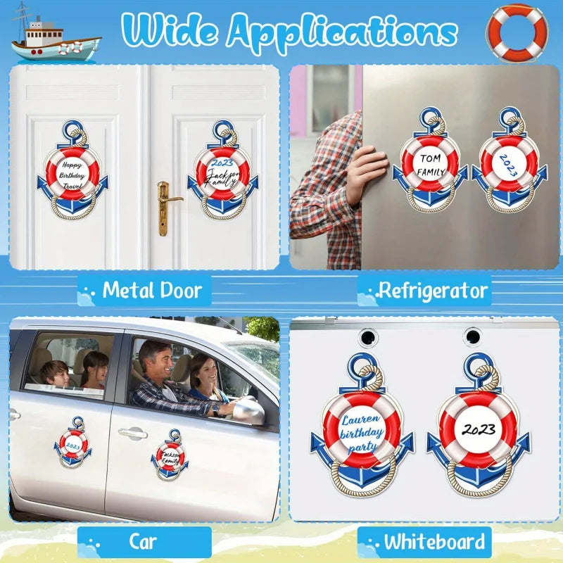 2Cruise Ship Door Magnet Anchor Car Magnet Anchor with Lifebuoy Magnetic Sticker,Attached3Paint Marker,Nautical Anchor Cruise Sh
