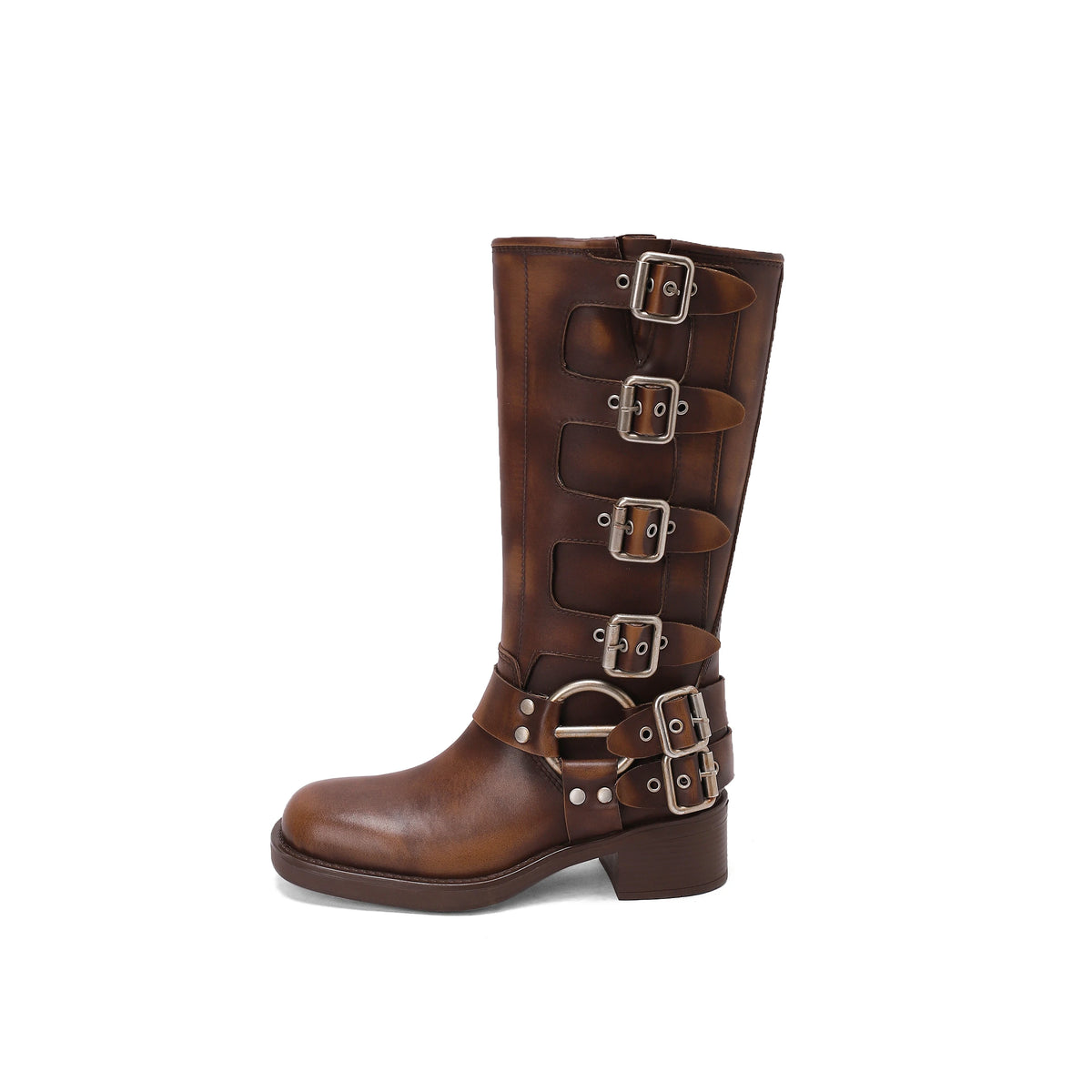 Genuine Leather Woman Boots Knee High Platform Trend Punk Gothic New Rock Leather Fashion Women's Shoes Motorcycle Footwear