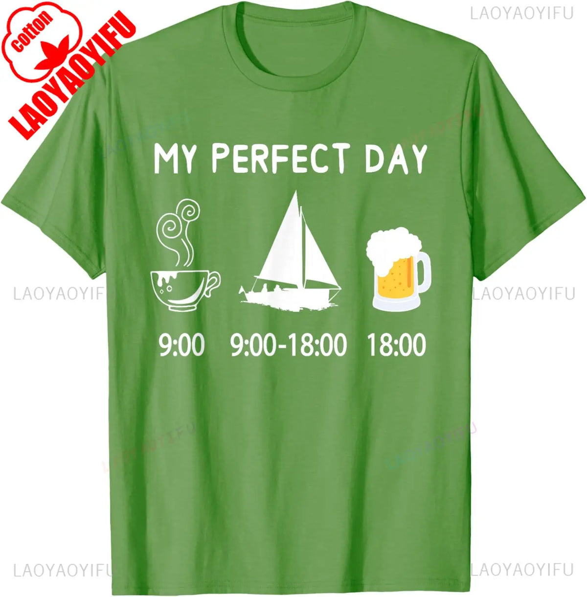 Sailing T-Shirt My Perfect Day Boat Sailor Gift Tee Unisex Nautical Design Casual Shirt Ocean Lover Apparel Summer Vacation Tops
