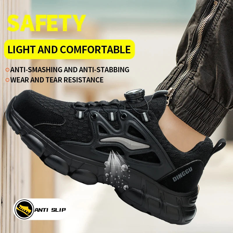 Steel Toe Safety Shoes Men Anti-puncture Work Shoes Breathable Industrial Construction Safety Boots Lightweight Breathable Safety Sneakers Mens Work Shoes Anti-slip Steel Toe Casual Safety Footwear