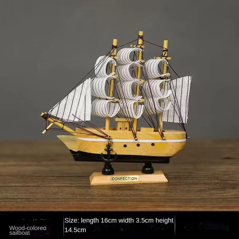 New Sailboat Ornament Smooth Sailing Simulation Small Wooden Boat Home Wine Cabinet Living Room Desktop Window Decoration Gift