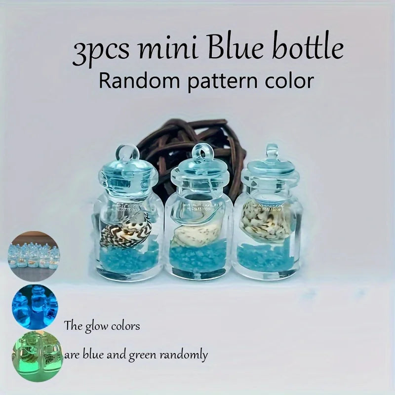 3/8pcs Mini Luminous Ocean Theme Bottle Figurines, Resin Sea Life Collectible Charms, Versatile Indoor Decorative Accents, Pre-L