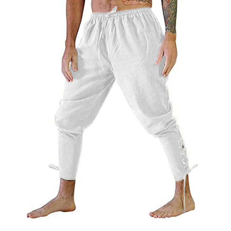Pirate Pant Viking Costume for Men Renaissance Medieval Pants Drawstring Shorts Halloween Costume Adult Cosplay