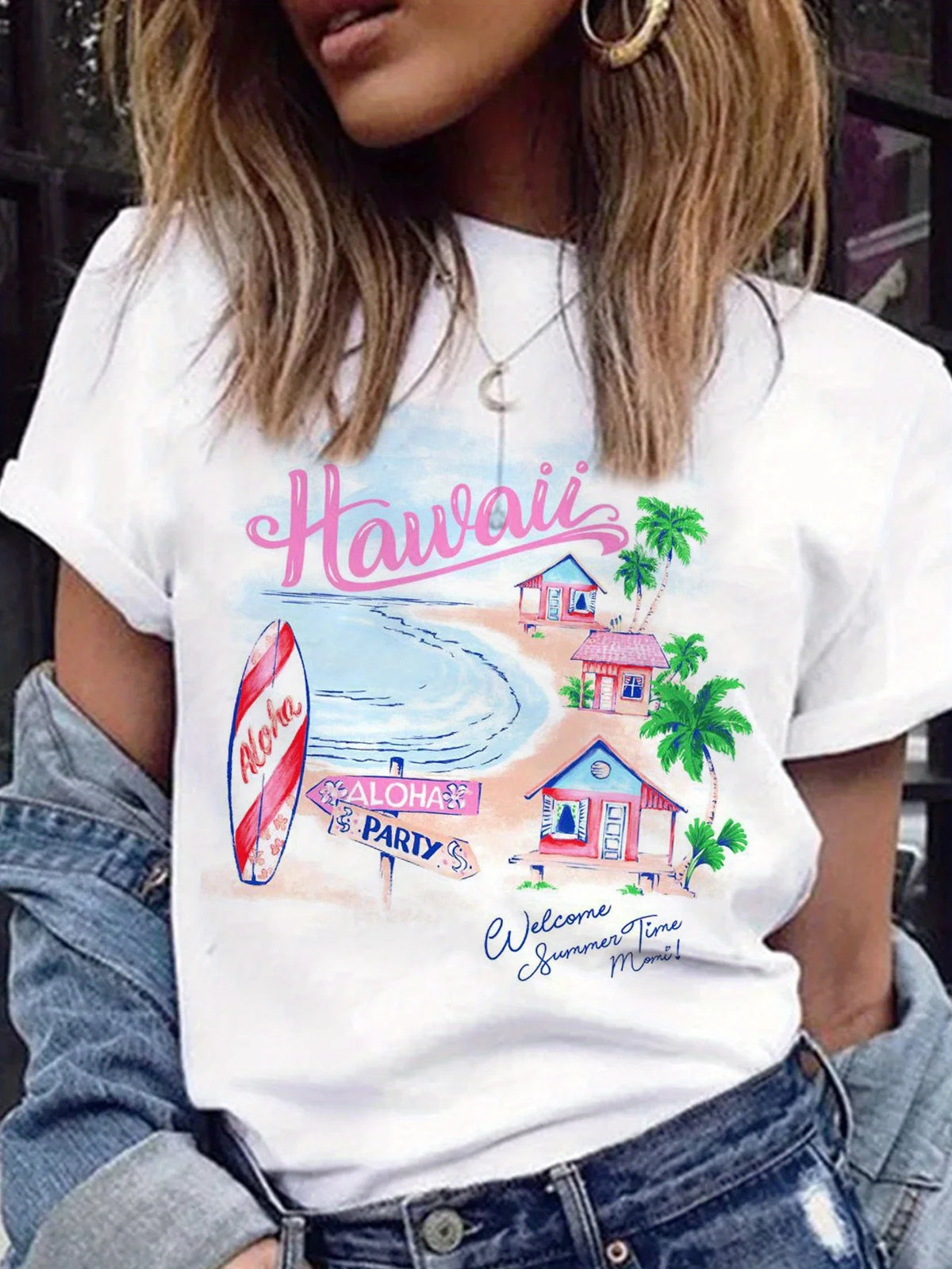 Cute Fish Graphic Tee Striped Nautical Summer Short Sleeve Casual Crewneck T-Shirt for Women Abstract Animal Pattern Fashion Top