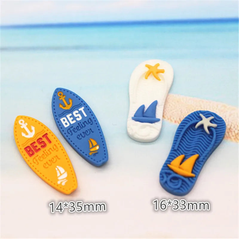 10-20pcs Cute Resin Marine Beach Style Sailboat/Anchor/Helm/Surfboard /Seagull Miniature Flatback  DIY Craft Home Decoration