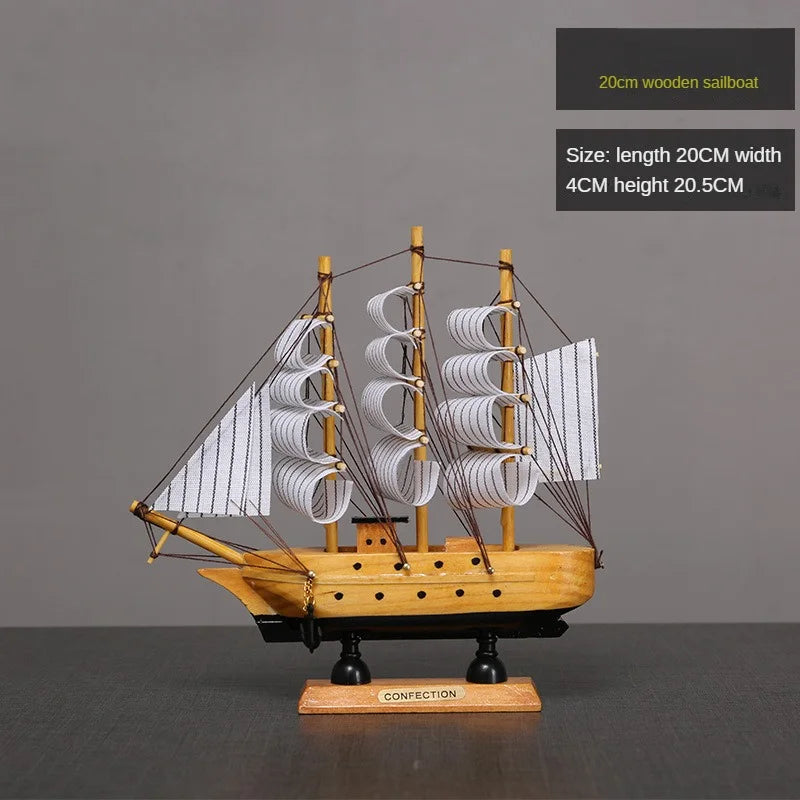 New Sailboat Ornament Smooth Sailing Simulation Small Wooden Boat Home Wine Cabinet Living Room Desktop Window Decoration Gift