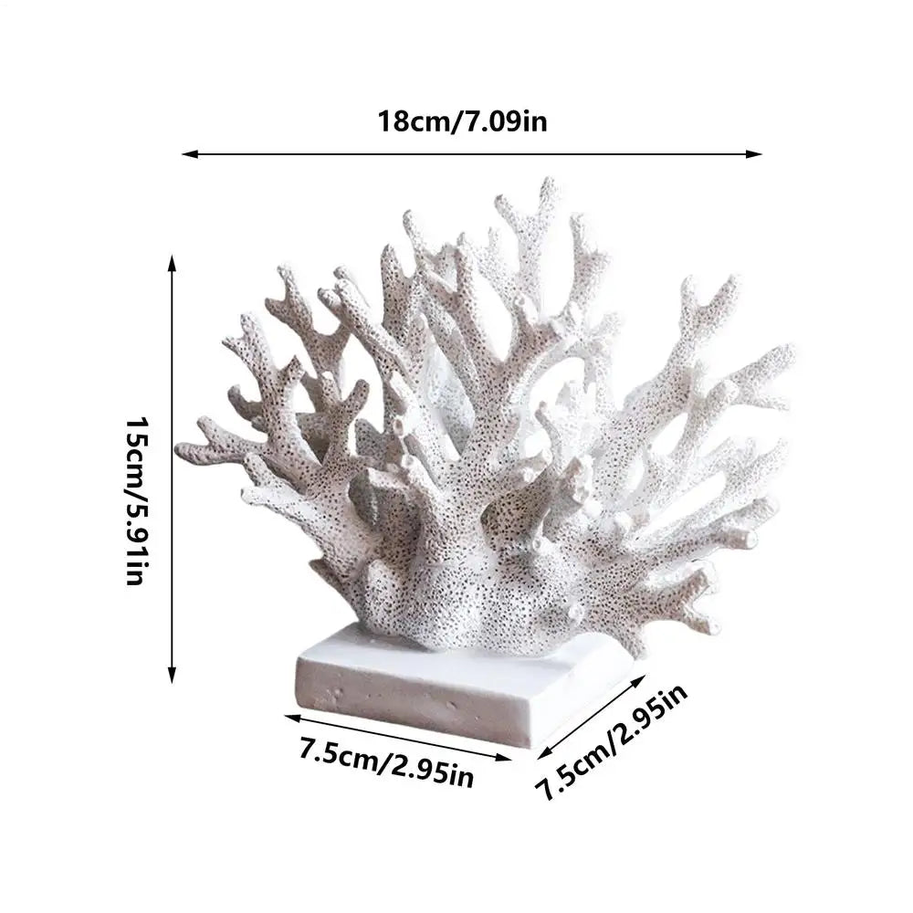Resin Coral Statue Realistic Sea Themed Coastal Decor Artificial Nautical Sculpture for Hall Wine Cabinet Bathroom Decorations