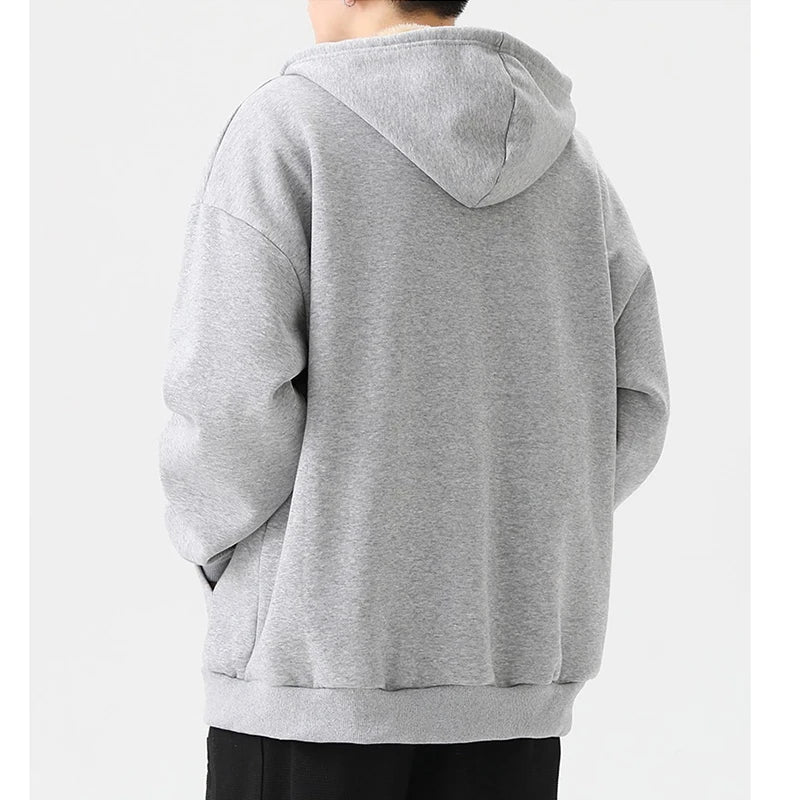 1pcs Mens Zipper Hoodies Autumn Winter Womens Thick Velvet Long Sleeve Hooded Sweatshirt Fashion Casual Couple Outfit Sportwears