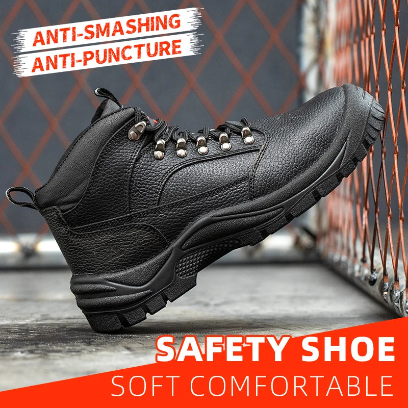 Work Safety Boots for Construction Site, High-top Labor Protection Shoes Men, Anti-smash Anti-puncture Industrial Work Shoes, Lightweight Safety Work Footwear with Steel Toe, Non-slip Wear Resistant Outsole, Comfortable Const
