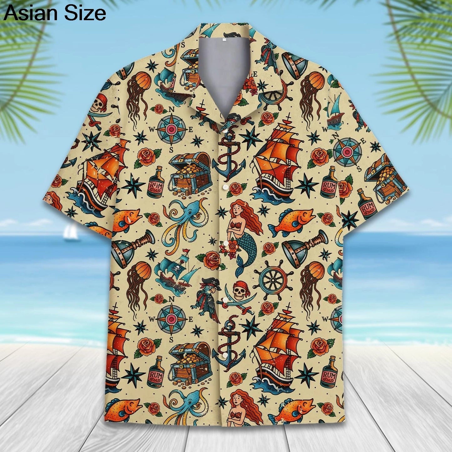 Funny Pirate Rubber Duck Parrot Hawaiian Shirt For Unisex Clothing Cute Nautical Shirts Anchor & Wheel Sailor Graphic Blouses