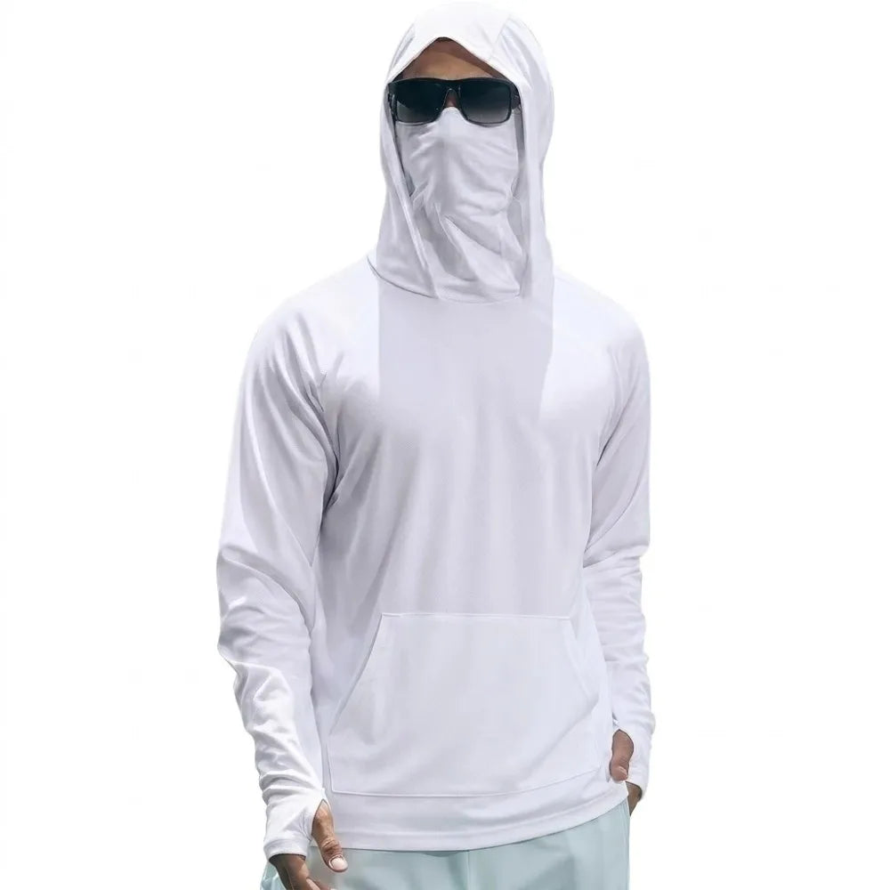 UPF50+ Performance T-Shirt Summer Man Long Sleeve Casual Hoodie Quick Dry Shirts Sunscreen Fishing Ice Silk Tops Sun Running Tee