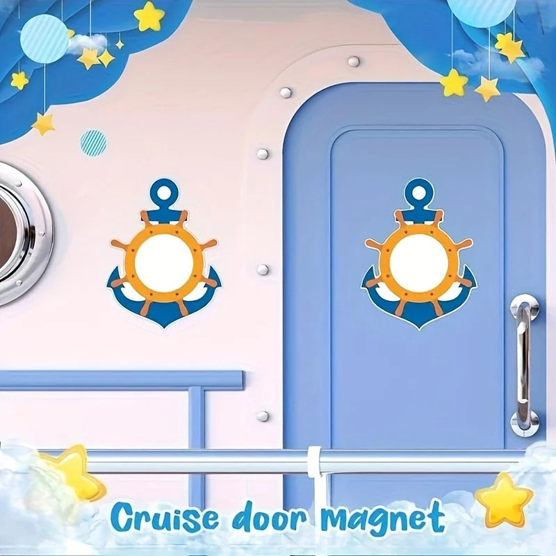 5-Piece Cruise Door Magnetic Decoration Set - with 3 Brushes (Nautical Theme, Suitable for Carnival Cruise Ships)