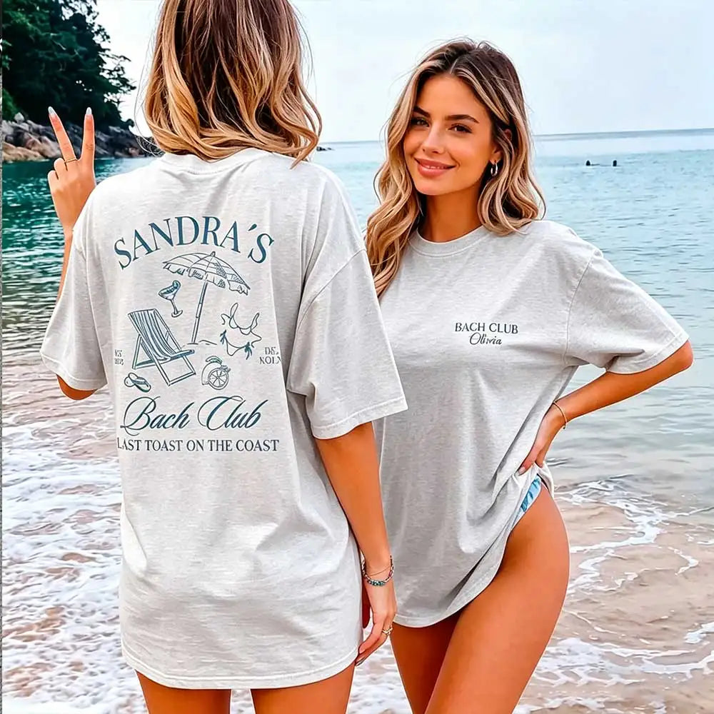 Custom Bach Club Beach Bachelorette Shirt Last Toast on The Coast Personalized Bride Party Coastal Bridal Gift Nautical Wedding