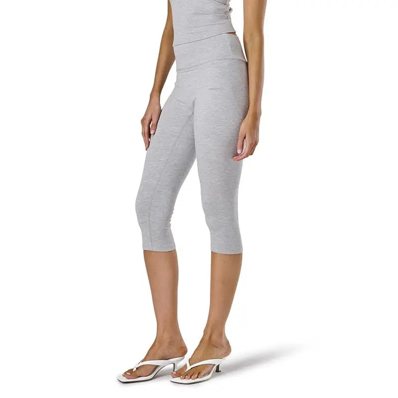 Combhasaki Elastic High Waisted Leggings For Women Knee Length Capri Tummy Control Buttery Cropped Pants Workout Sports Trousers
