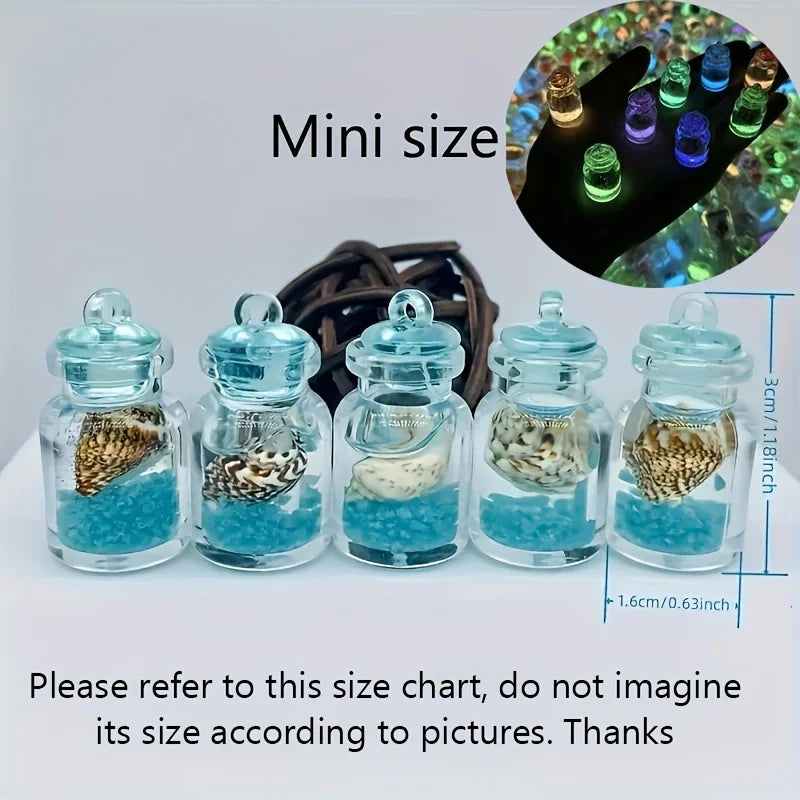 3/8pcs Mini Luminous Ocean Theme Bottle Figurines, Resin Sea Life Collectible Charms, Versatile Indoor Decorative Accents, Pre-L