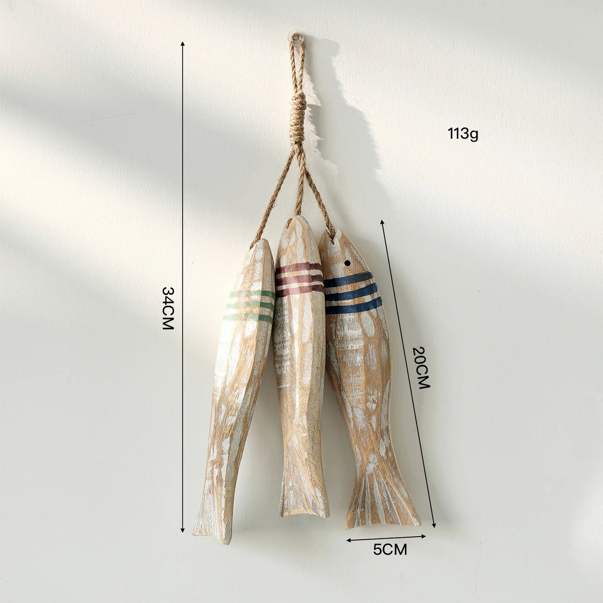 2pcs/set Hanging Wooden Blue Nautical Fish Beach Theme Decor for Home Mediterranean Style Decoration Wall Decoration