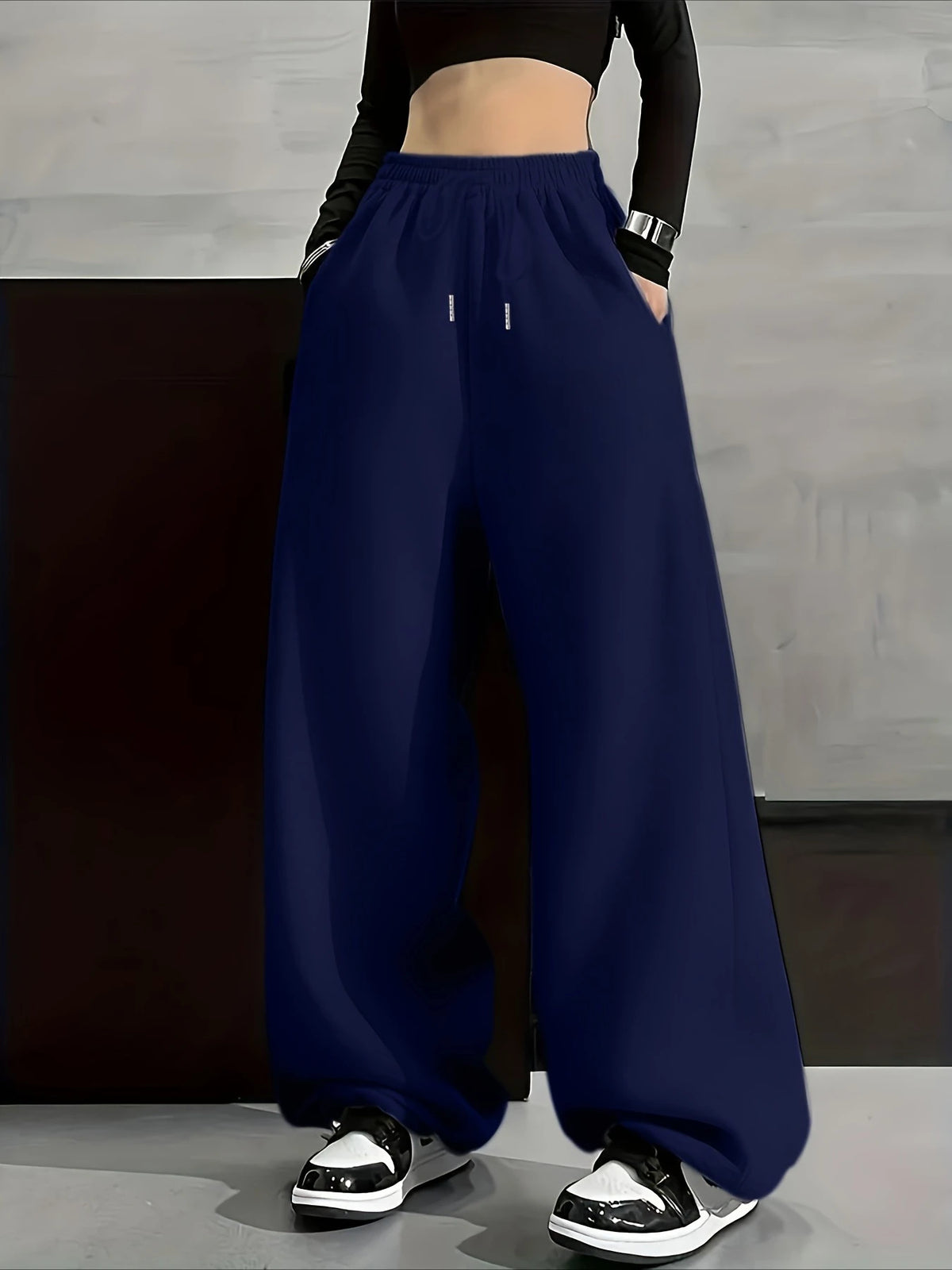 Women Jogger Cotton Pants Casual Drawstring Loose Unisex Wide Leg Straight Pants Sweatpants Spring Autumn Baggy Gym Track Pants