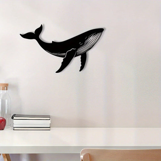 Metal Wall Art Vintage Whale Iron Rust Resistant Rustic Hanging Nautical Sculpture for Home Bedroom Ocean Coastal Gift