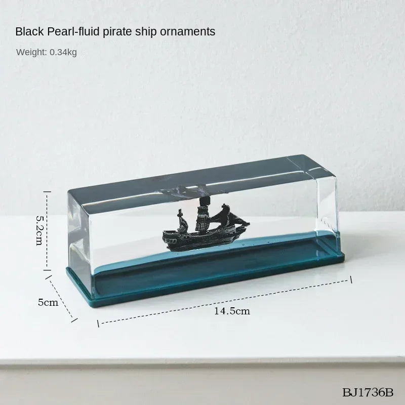 Black Pearl Boat Unbreakable Ship Fluid Liquid Bottle Ship Floating Indestructible Titanic Barcos Decoration Room Accessories