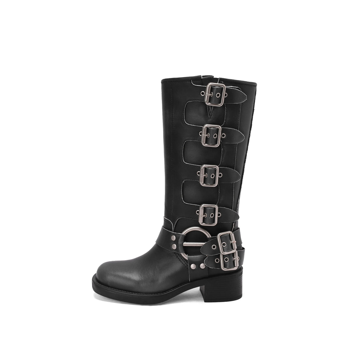 Genuine Leather Woman Boots Knee High Platform Trend Punk Gothic New Rock Leather Fashion Women's Shoes Motorcycle Footwear