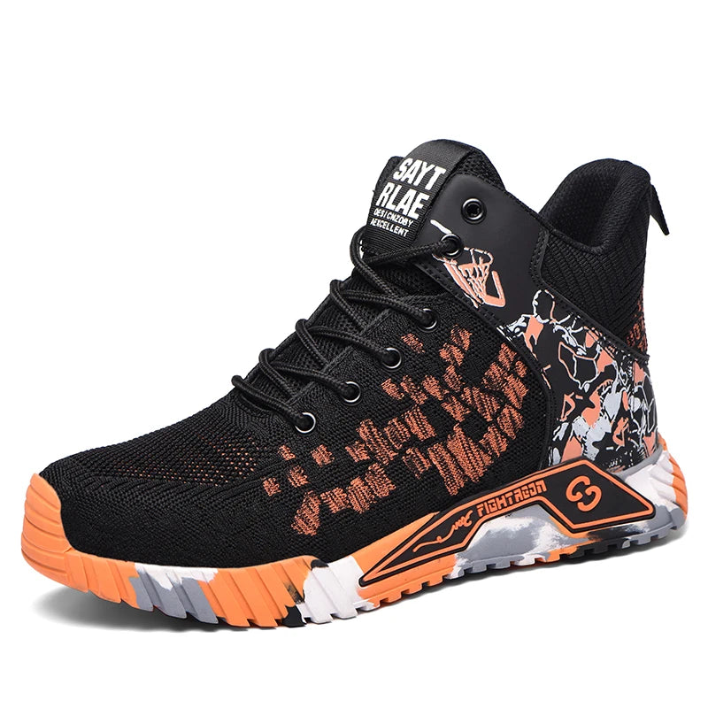 Camo Camouflage High Top Steel Toe Safety Work Boots for Men Women, Anti-Smash Puncture Resistant Breathable Indestructible Industrial Construction Safety Work Shoes