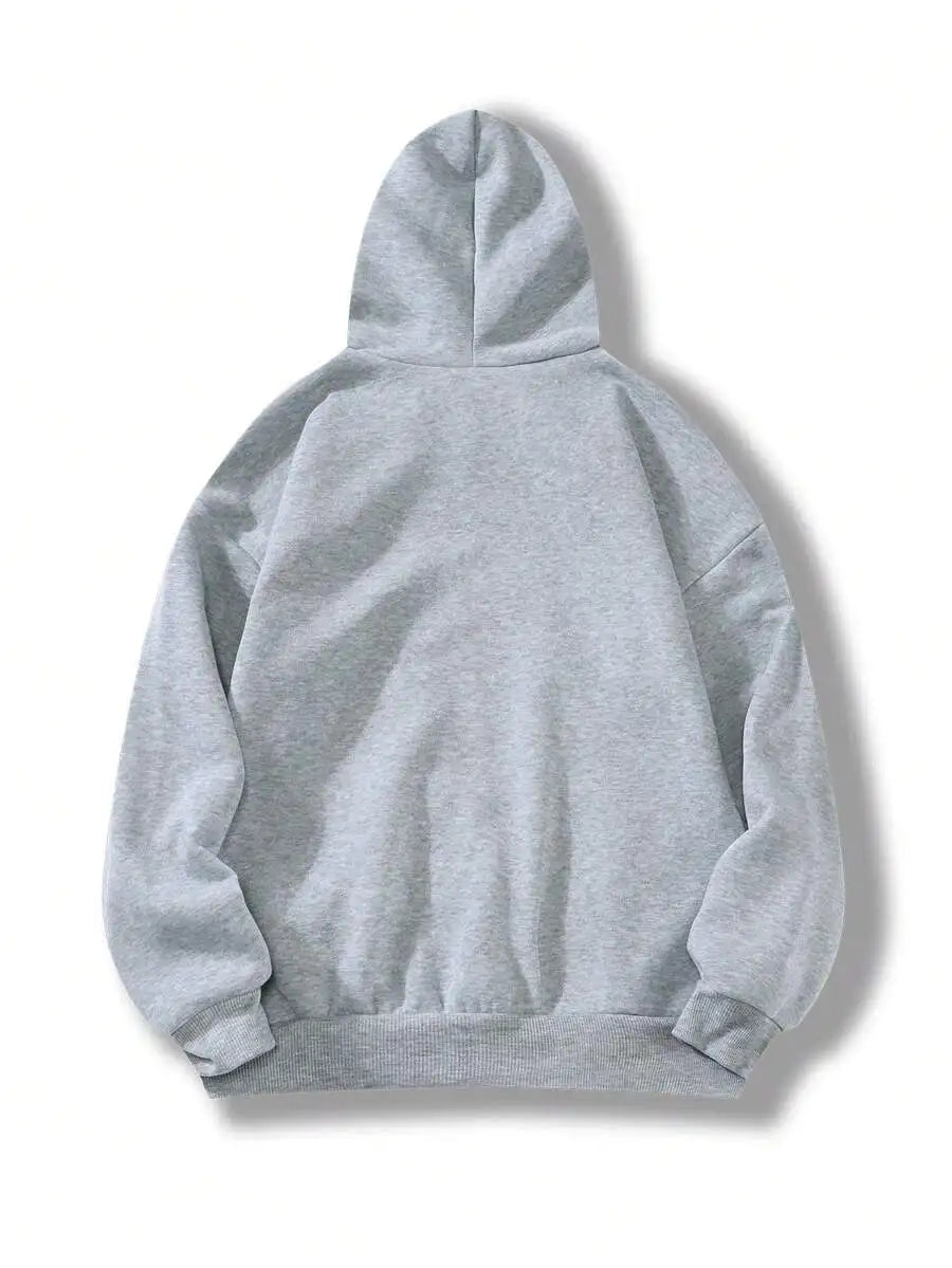 2026 Fashion New Arrival Letter Graphic Kangaroo Pocket Drawstring Hoodie Long Sleeve Casual Tops Basic Top T Shirt