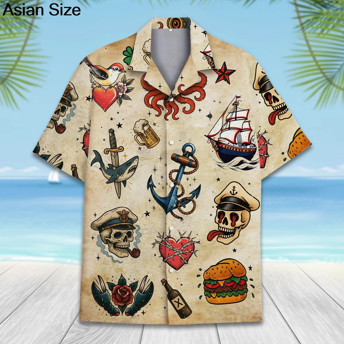 Funny Pirate Rubber Duck Parrot Hawaiian Shirt For Unisex Clothing Cute Nautical Shirts Anchor & Wheel Sailor Graphic Blouses