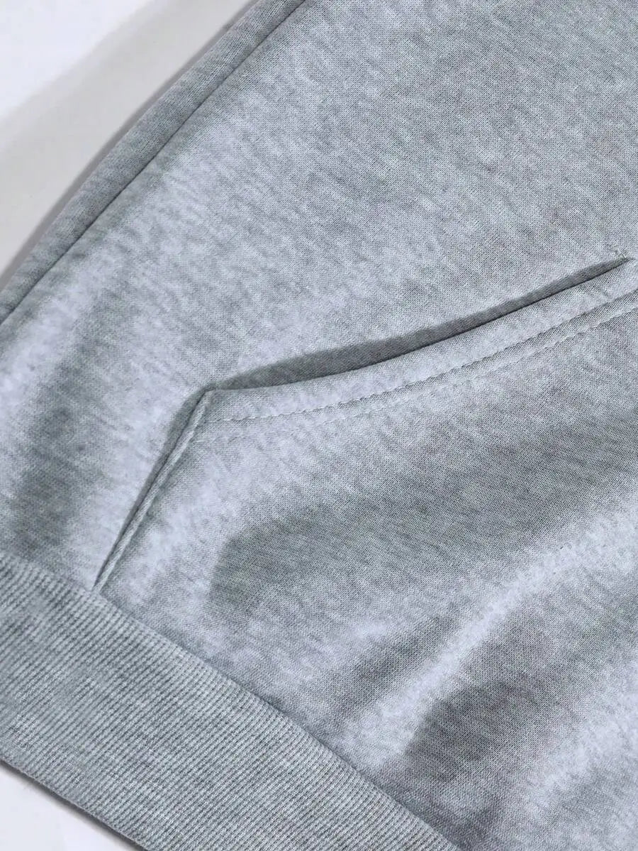 2026 Fashion New Arrival Letter Graphic Kangaroo Pocket Drawstring Hoodie Long Sleeve Casual Tops Basic Top T Shirt