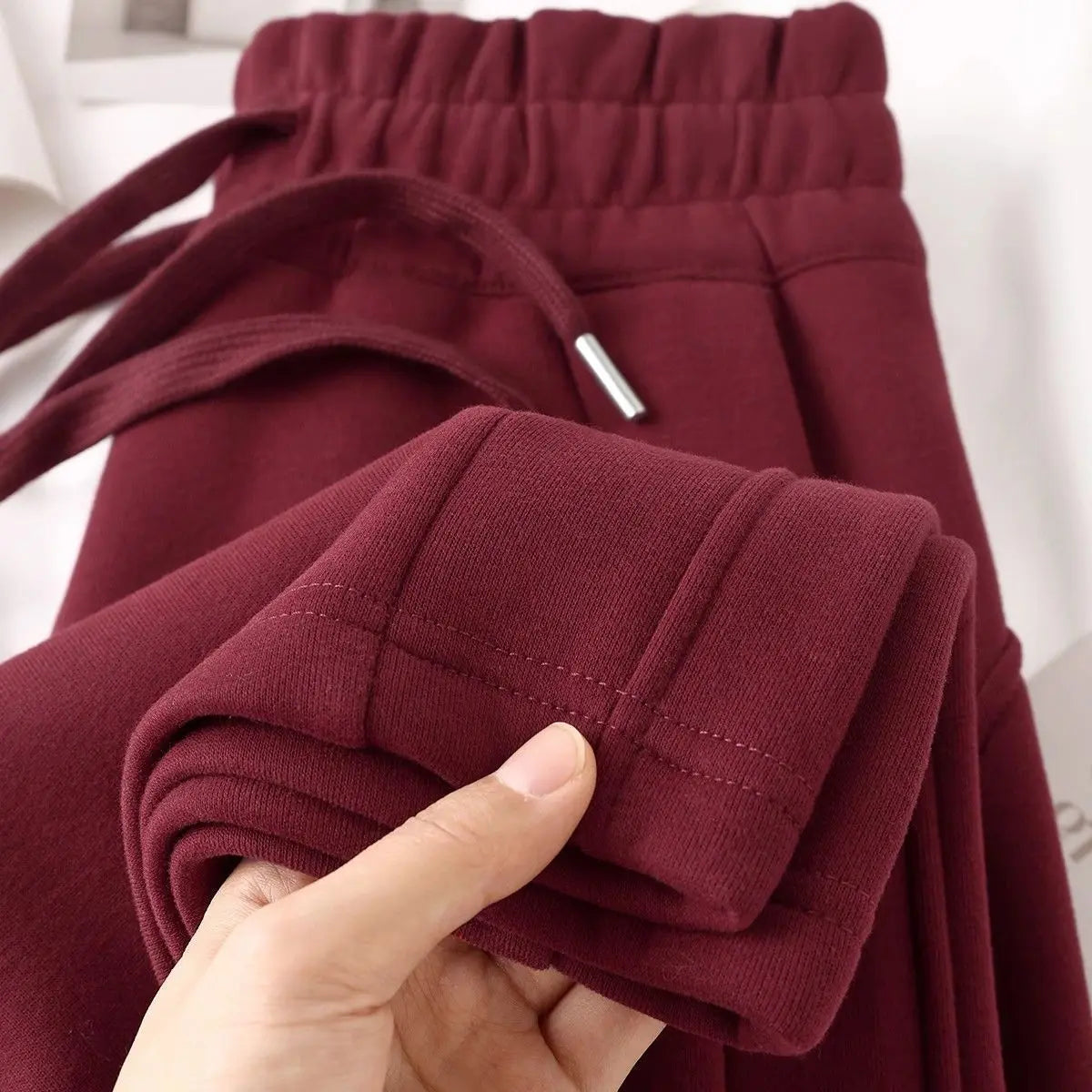 Slimming High Waist Wide Leg Pants Straight Cut Drapey Sporty Sweatpants Purple Plum Color Korean Style Commute Wind Ladies