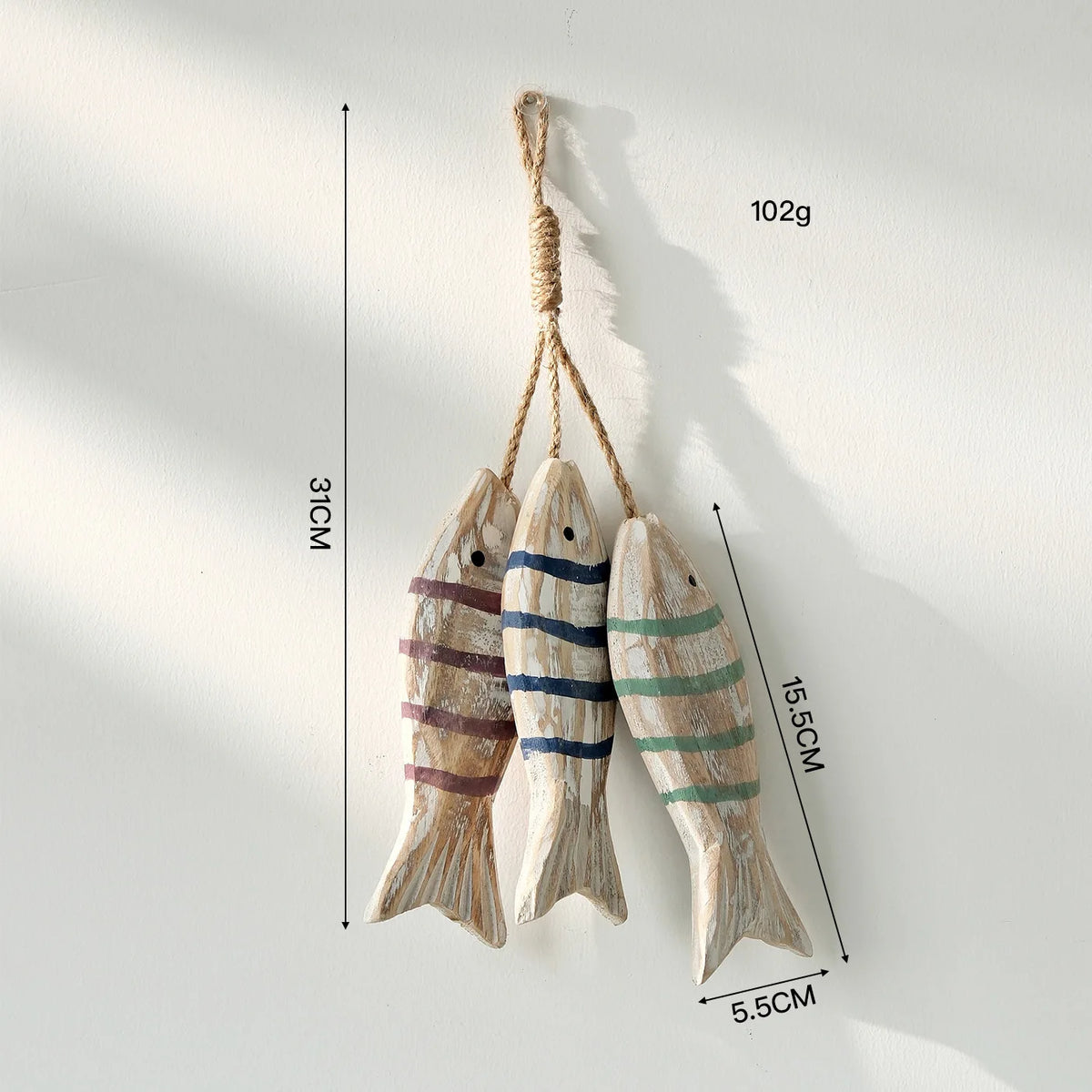 2pcs/set Hanging Wooden Blue Nautical Fish Beach Theme Decor for Home Mediterranean Style Decoration Wall Decoration