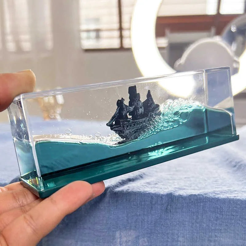 Black Pearl Boat Unbreakable Ship Fluid Liquid Bottle Ship Floating Indestructible Titanic Barcos Decoration Room Accessories