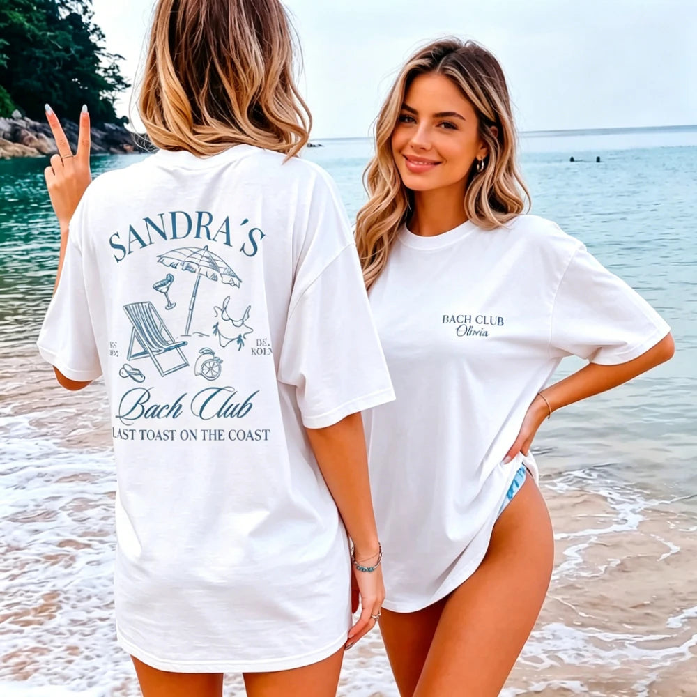 Custom Bach Club Beach Bachelorette Shirt Last Toast on The Coast Personalized Bride Party Coastal Bridal Gift Nautical Wedding