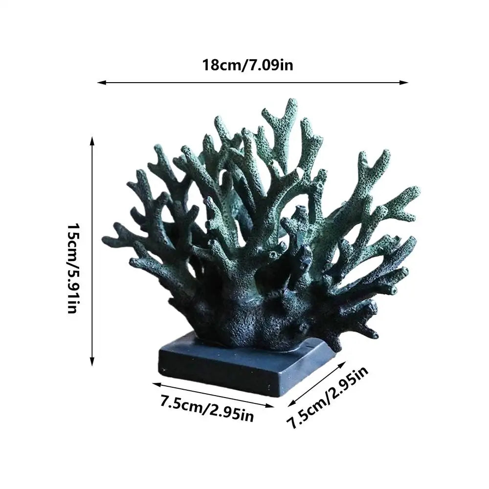 Resin Coral Statue Realistic Sea Themed Coastal Decor Artificial Nautical Sculpture for Hall Wine Cabinet Bathroom Decorations