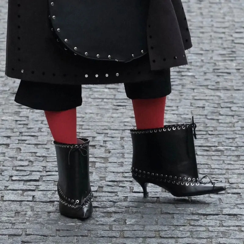6.5 cm Heel Short Boots Fashion Versatile Cool Women Boots Women Shoes  Ladies Shoes Botas De Mujer Pointed Fashionable Buckle
