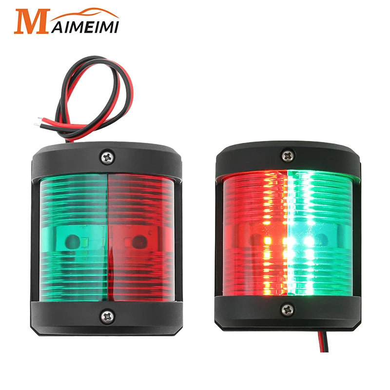 Bi-Color Marine Navigation Sailing Signal Light 12V LED Red & Green Bow Navigation Signal Lamp Waterproof For Boat Yacht Marine