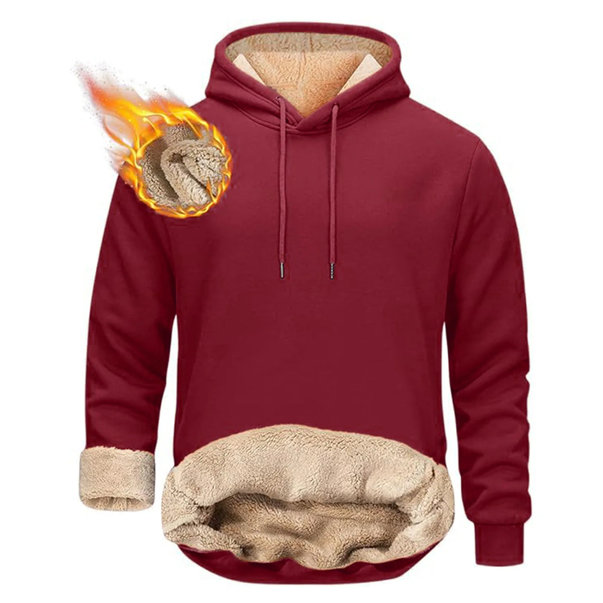 1pcs Casual Hoodie Autumn Winter Thicken Solid Color Pullover Fashion Street Personality Sweatshirt Fitness Velvet Warm Tops