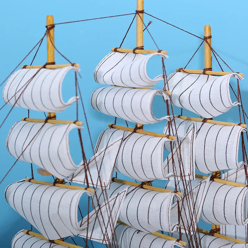 New Sailboat Ornament Smooth Sailing Simulation Small Wooden Boat Home Wine Cabinet Living Room Desktop Window Decoration Gift