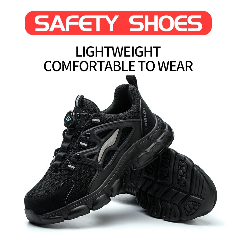 Steel Toe Safety Shoes Men Anti-puncture Work Shoes Breathable Industrial Construction Safety Boots Lightweight Breathable Safety Sneakers Mens Work Shoes Anti-slip Steel Toe Casual Safety Footwear