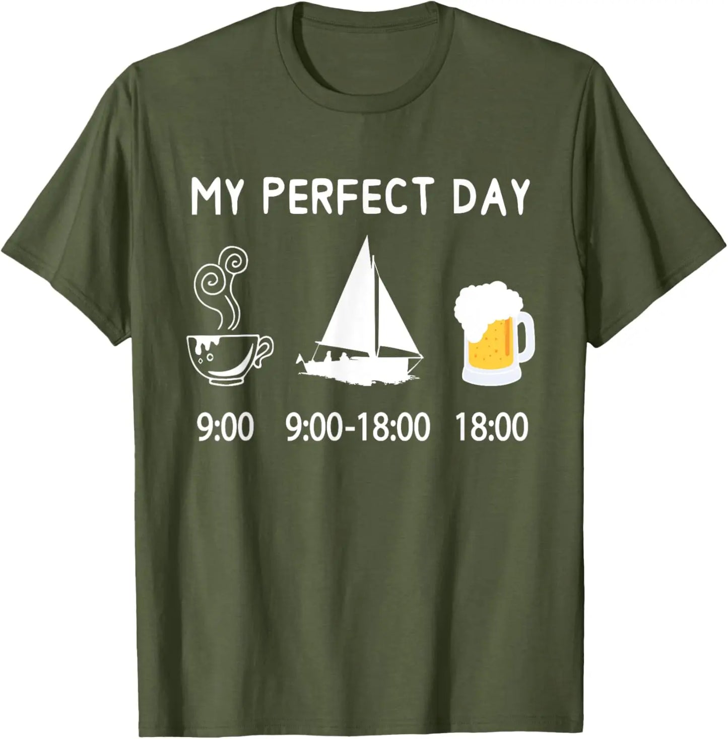 Sailing T-Shirt My Perfect Day Boat Sailor Gift Tee Unisex Nautical Design Casual Shirt Ocean Lover Apparel Summer Vacation Tops