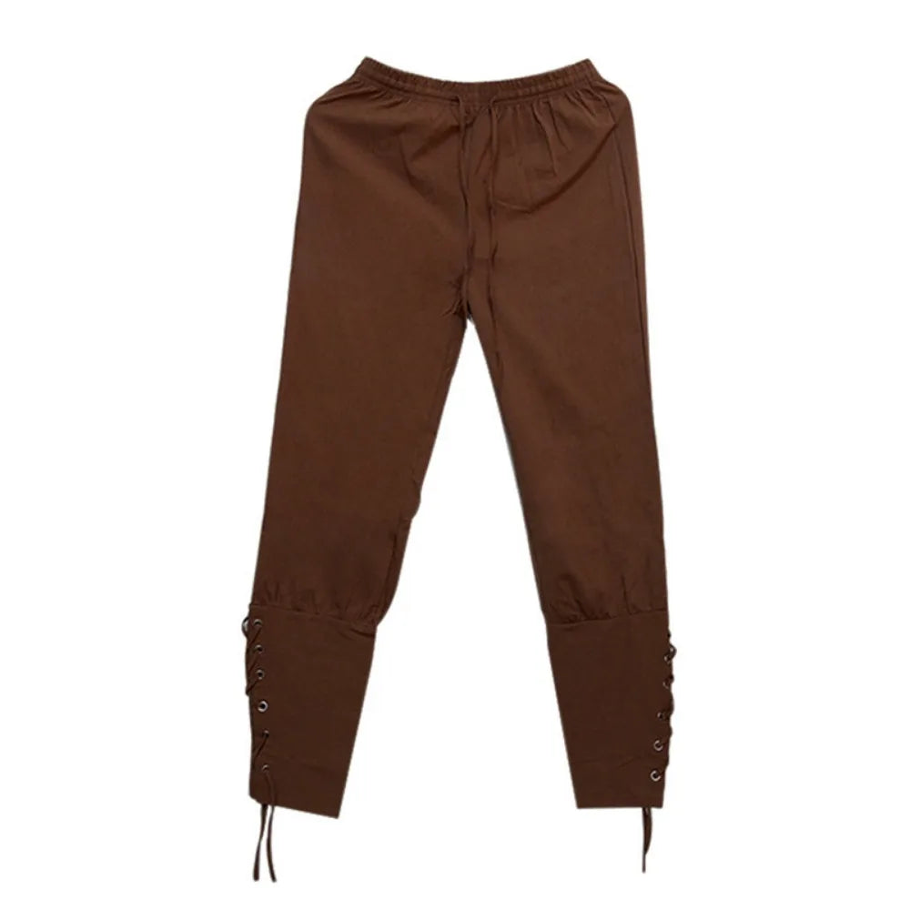 Pirate Pant Viking Costume for Men Renaissance Medieval Pants Drawstring Shorts Halloween Costume Adult Cosplay