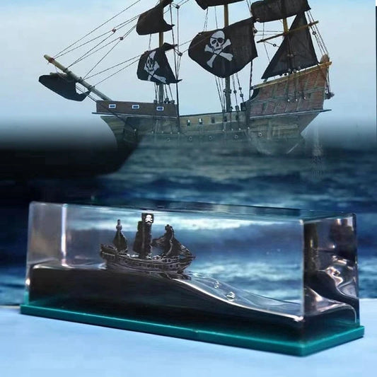 Black Pearl Boat Unbreakable Ship Fluid Liquid Bottle Ship Floating Indestructible Titanic Barcos Decoration Room Accessories