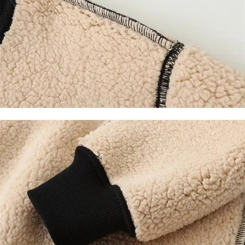 1pcs Casual Hoodie Autumn Winter Thicken Solid Color Pullover Fashion Street Personality Sweatshirt Fitness Velvet Warm Tops