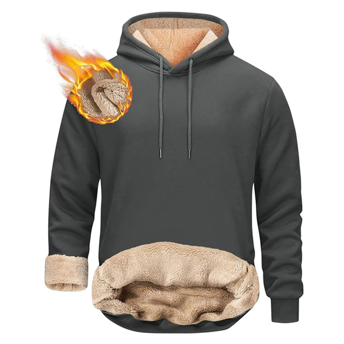 1pcs Casual Hoodie Autumn Winter Thicken Solid Color Pullover Fashion Street Personality Sweatshirt Fitness Velvet Warm Tops