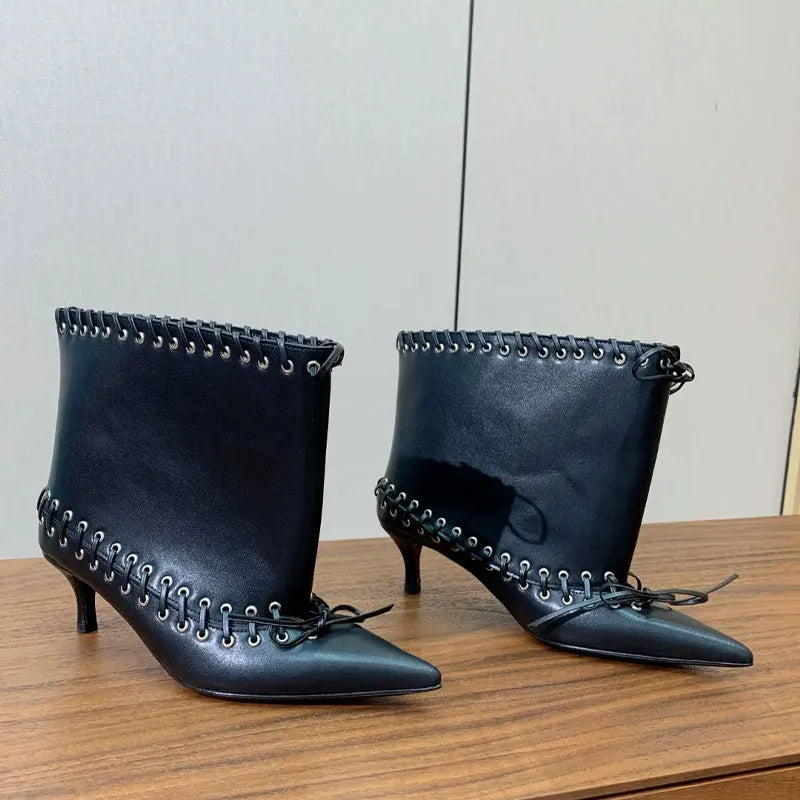 6.5 cm Heel Short Boots Fashion Versatile Cool Women Boots Women Shoes  Ladies Shoes Botas De Mujer Pointed Fashionable Buckle