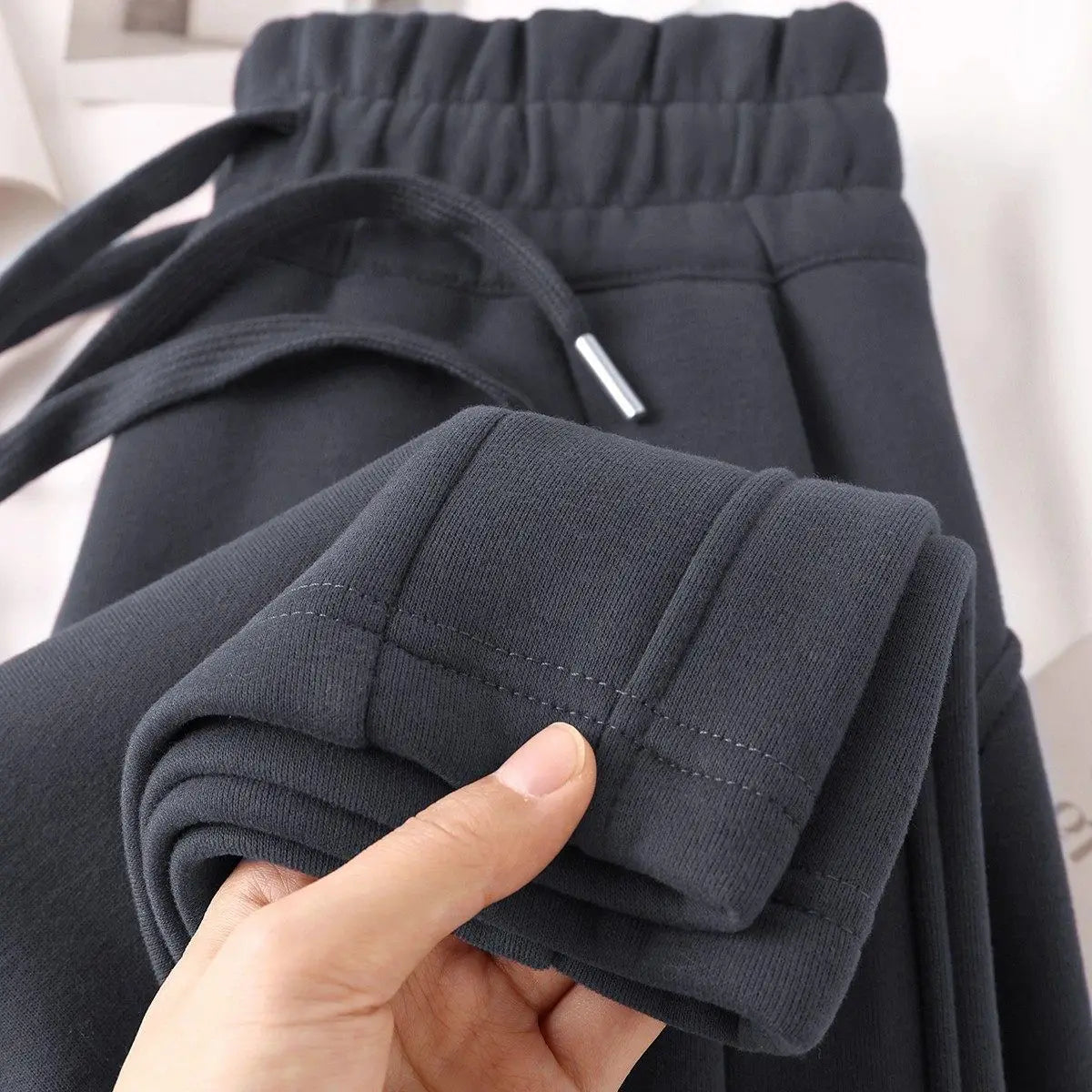 Slimming High Waist Wide Leg Pants Straight Cut Drapey Sporty Sweatpants Purple Plum Color Korean Style Commute Wind Ladies