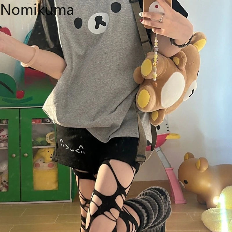Summer T-Shirts for Women Preppy Style Cute Japanese Camisetas Oversized Tops Casual Chic Tees Cartoon Tshirt 2025 Ropa Mujer