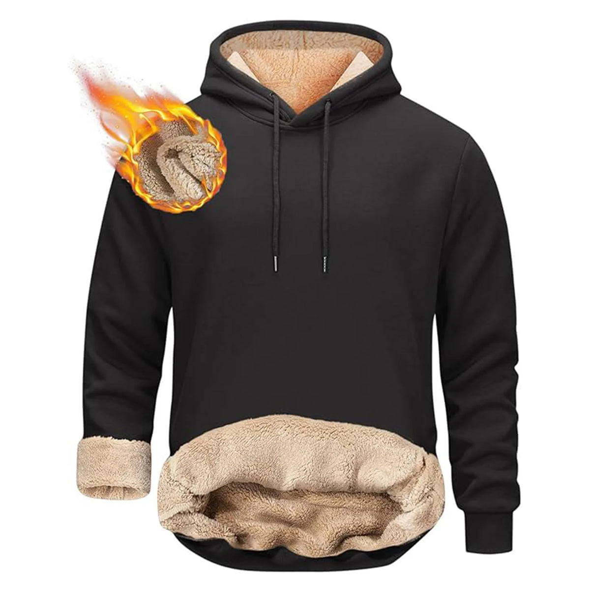 1pcs Casual Hoodie Autumn Winter Thicken Solid Color Pullover Fashion Street Personality Sweatshirt Fitness Velvet Warm Tops