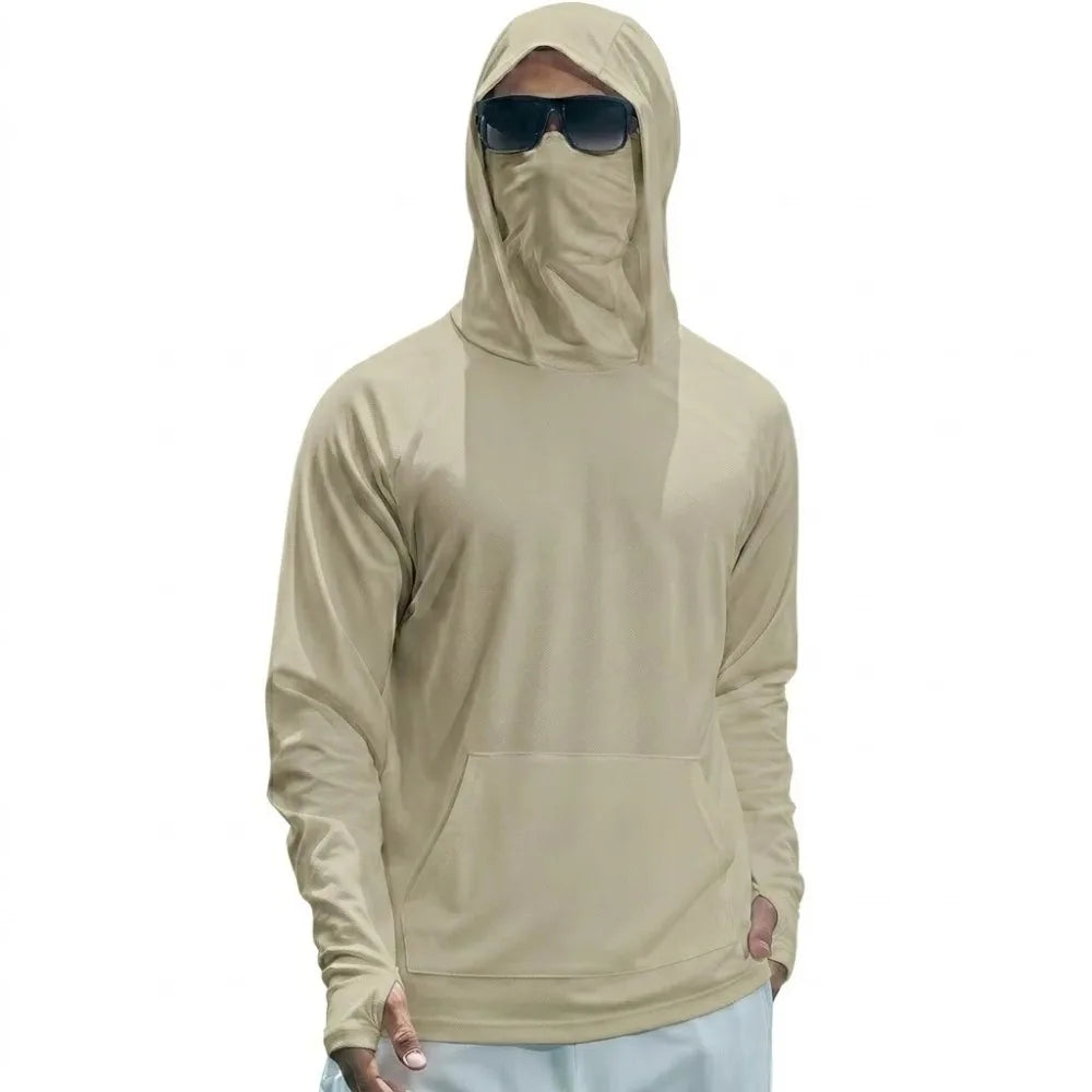 UPF50+ Performance T-Shirt Summer Man Long Sleeve Casual Hoodie Quick Dry Shirts Sunscreen Fishing Ice Silk Tops Sun Running Tee