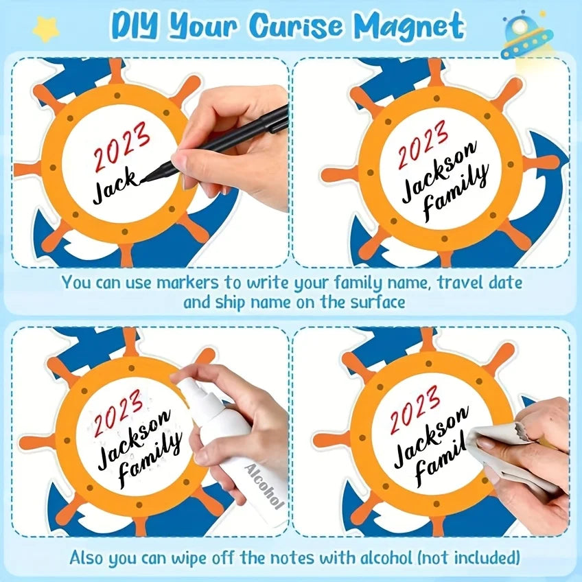 5-Piece Cruise Door Magnetic Decoration Set - with 3 Brushes (Nautical Theme, Suitable for Carnival Cruise Ships)