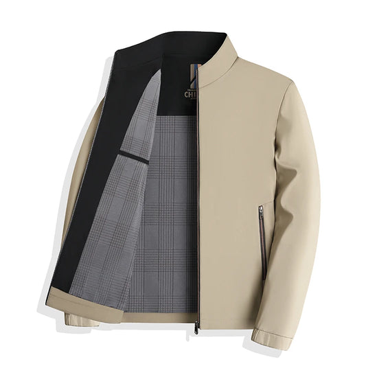 2025 Men's Spring and Autumn Jacket Casual High End Loose Middle Aged Cadre Dad's Dress Collar Jacket